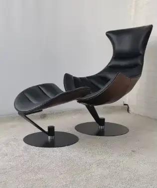 # Chaise longue intérieure/extérieure de haute qualité pour maison et hôtel, tissu en bois et cuir avec accent de siège de salon