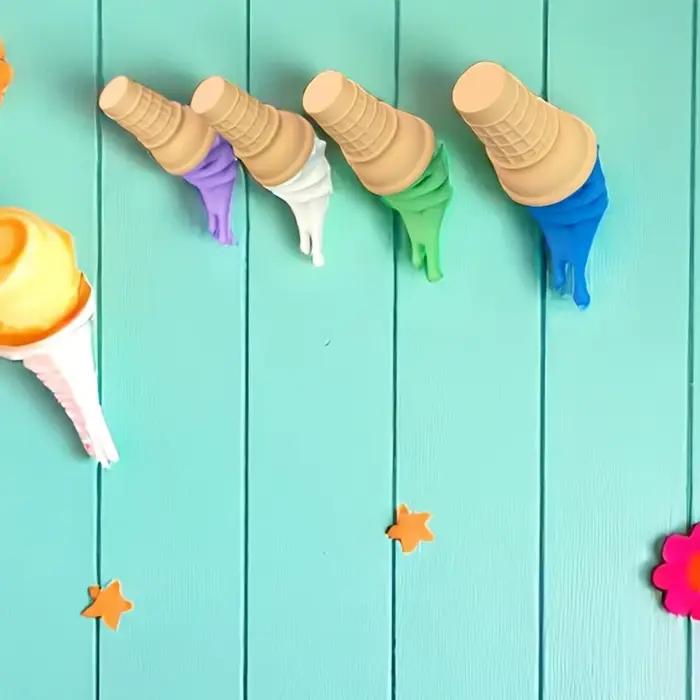 Décoration murale en forme de crème glacée fondante, sculpture imprimée en 3D, ornement mural créatif pour la chambre des enfants, décoration esthétique pour la maison