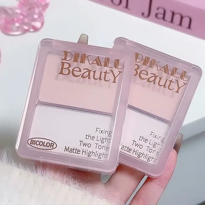 (HG) DIKALU Palette de Contour bicolore surligneur blanc mat gris marron ombre de nez bronzant pour le visage éclaircir le maquillage en poudre