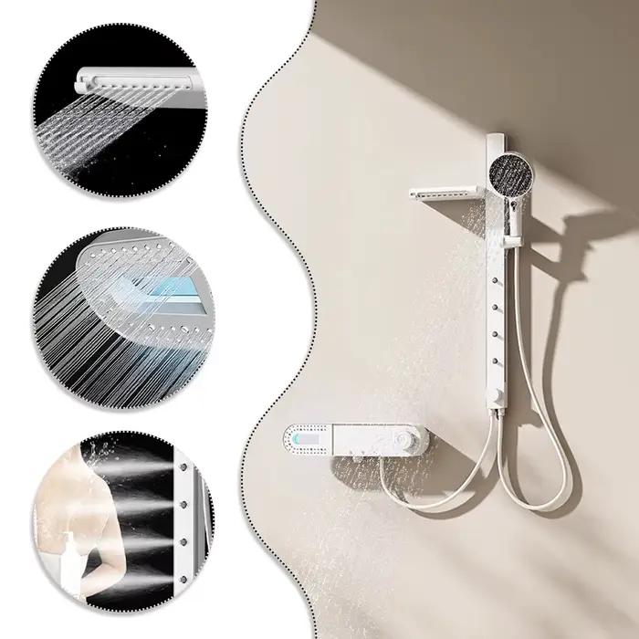 Système de douche de Massage à Jet arrière de luxe, SPA, robinet de salle de bains complet, ensemble complet de robinets mélangeurs de baignoire à pluie, colonne de douche cascade Smart LED bain numér