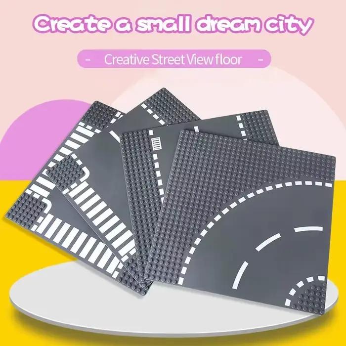 Plaques de base 32*32 pour ensembles de blocs de construction, figurines de circulation routière, jouets de construction, briques, points, plaques de base en plastique pour jeunes
