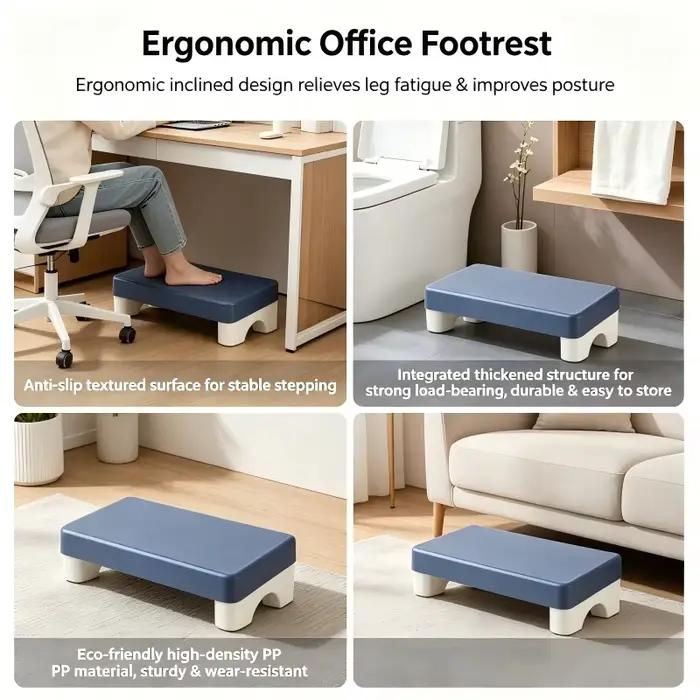 Repose-pieds ergonomique en PP sous le bureau, repose-pieds confortable et peu encombrant pour le travail au bureau, les études, le canapé, la maison
