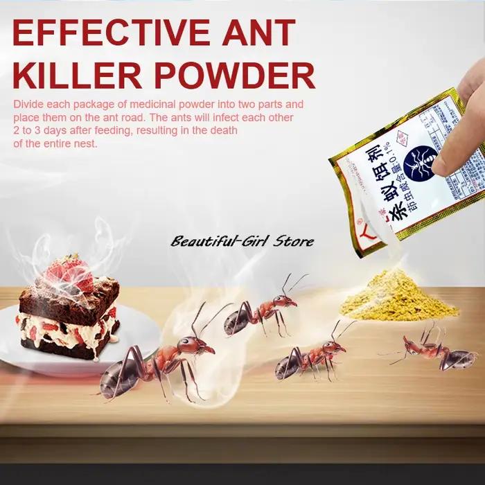 100 pièces puissant fourmi appât poudre coccinelle insectes Suppression jaune noir blanc fourmis médecine ménage lutte antiparasitaire tueur d'insectes