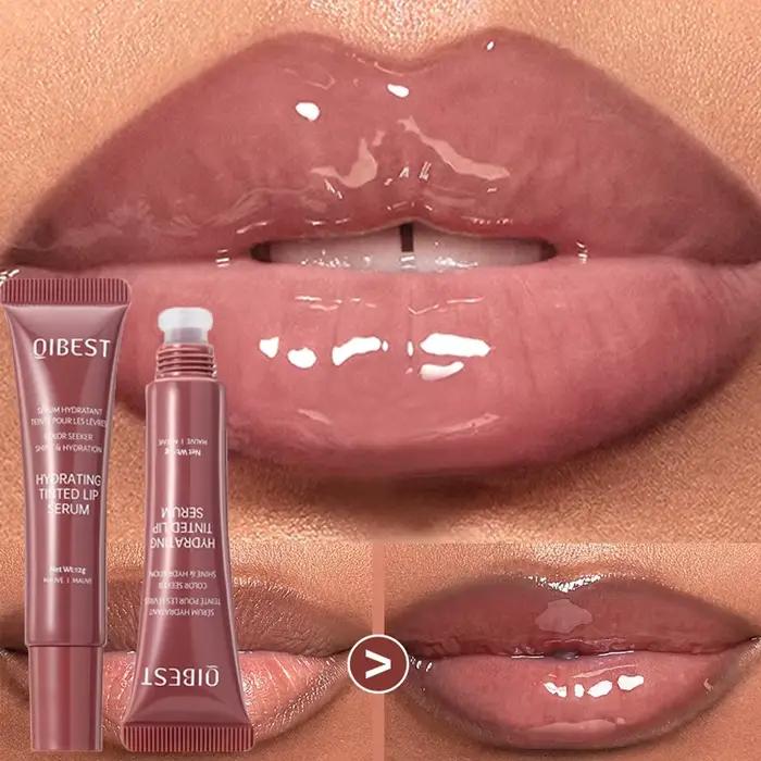 Brillant à lèvres repulpant marron nu, huile hydratante colorée, teinte transparente, Tube souple, maquillage, beauté, soins pour les lèvres, 12g