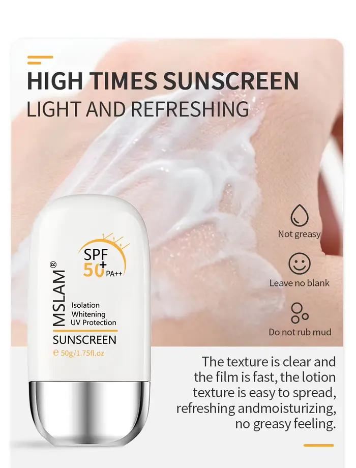 MSLAM-Crème solaire blanchissante pour le visage et le corps, protection de la peau, anti-âge, contrôle du sébum, hydratante éventuelles F 50