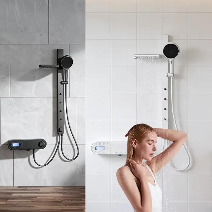 Système de douche de Massage à Jet arrière de luxe, SPA, robinet de salle de bains complet, ensemble complet de robinets mélangeurs de baignoire à pluie, colonne de douche cascade Smart LED bain numér