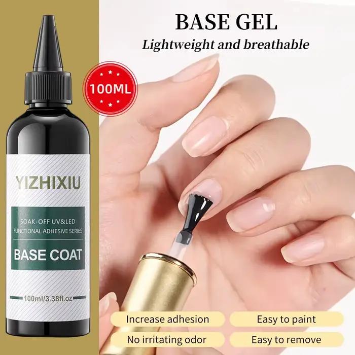 Lot de 2 vernis gel YiZhiXiu 100 ml : Base et Top Coat Super, Gel UV/LED Soak Off, Gel fonctionnel pour salon de manucure