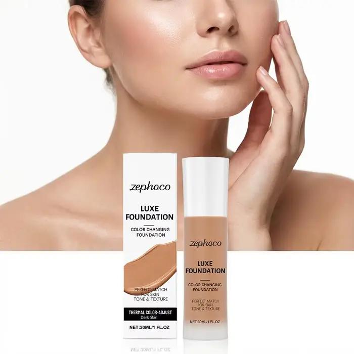 Fond de teint thermo-sensible à couleur ajustable, 24h, contrôle du sébum, longue tenue, maquillage waterproof, résistant à la transpiration, correction de la couleur