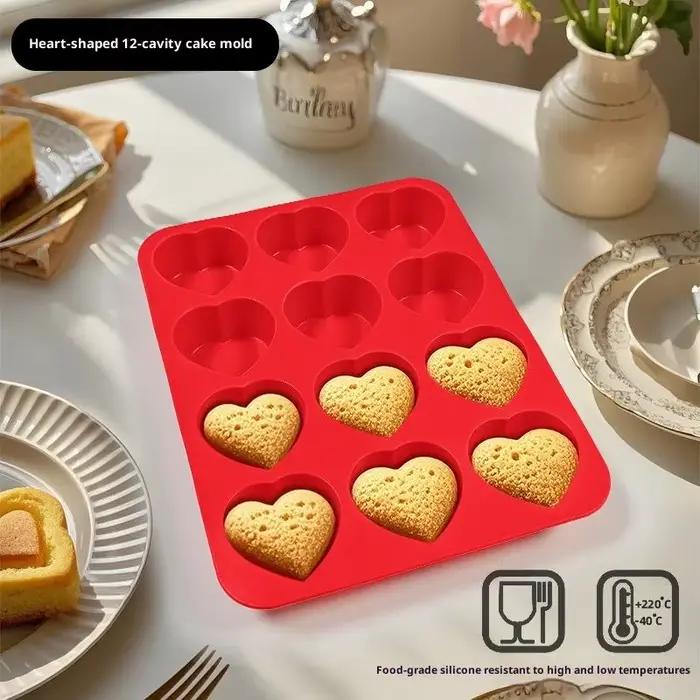 Moules de cuisson en Silicone au chocolat en forme de cœur, pour Dessert français, Mousse, pâtisserie, Fondant, bonbons, gommeux, décoration de gâteau, ustensiles de cuisson
