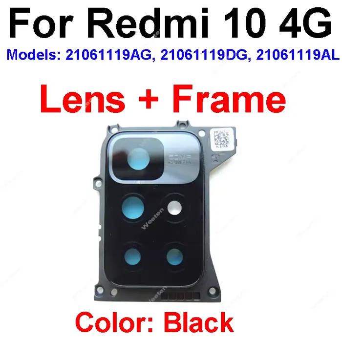 Cadre d'objectif de caméra en verre pour Xiaomi Redmi 10 2022 Prime 4G, support d'objectif de caméra arrière, pièces de rechange pour téléphone portable