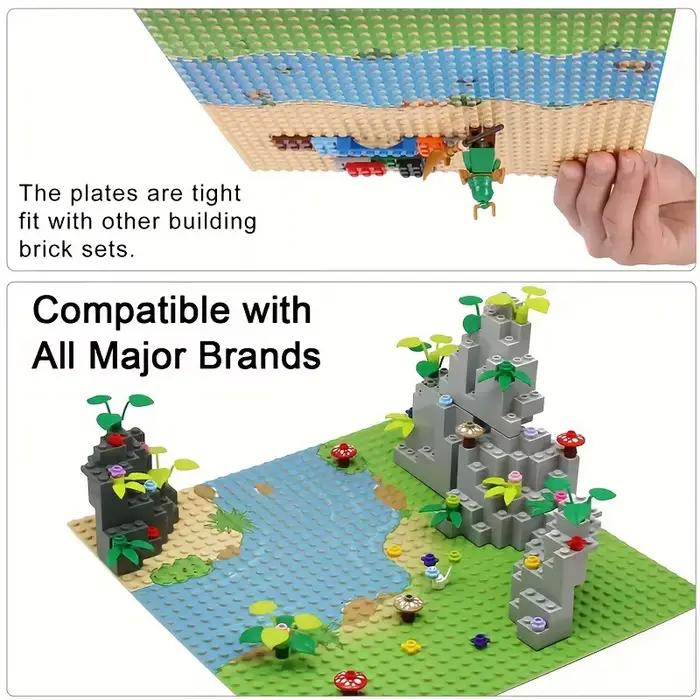 Grande plaque de base multicolore universelle compatible avec toutes les principales briques de construction, tuiles de terrain modulaires, rivières, montagnes, plages, construction