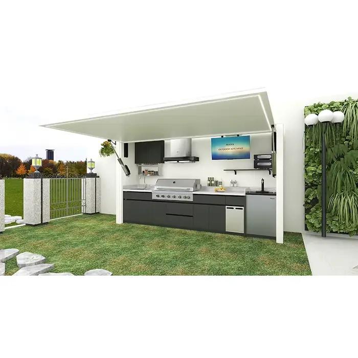 Meuble de base pour évier de cuisine extérieure, station barbecue modulaire en acier inoxydable pour patio et jardin, personnalisable