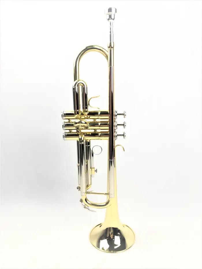 Trompette haut de gamme ton Bb, Instrument de trompette laqué or, trompette Standard chinoise