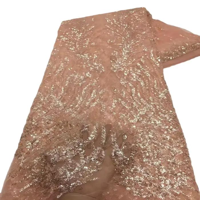 Robe de mariée blanche, accessoires de matériel pour robe de Cocktail, fond en maille, Tube perlé, tissu à paillettes brodé