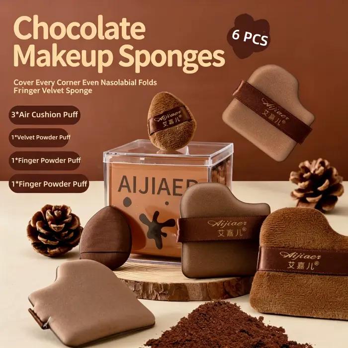Ensemble de 6 éponges de maquillage couleur chocolat