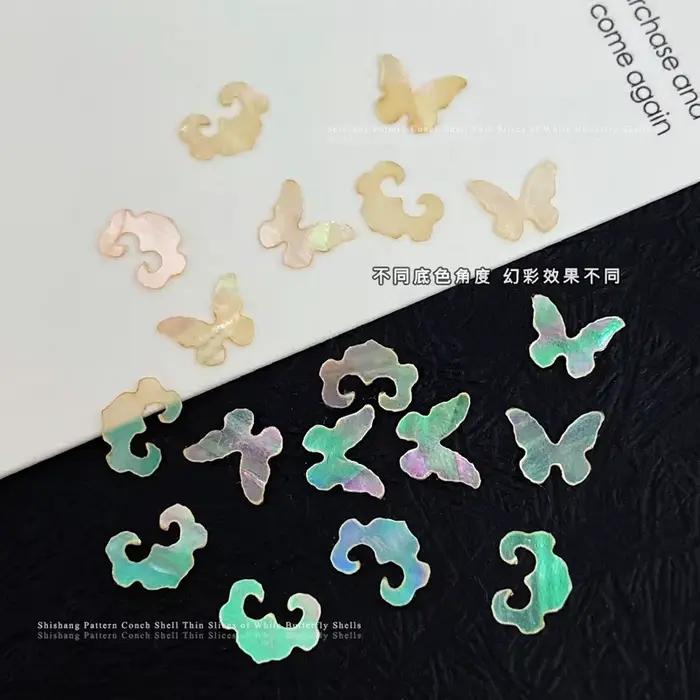 Incrustation de nacre nuage de bon augure papillon flocons de coquille ancienne rêveur Chic décorations Nail Art accessoires d'outils de manucure