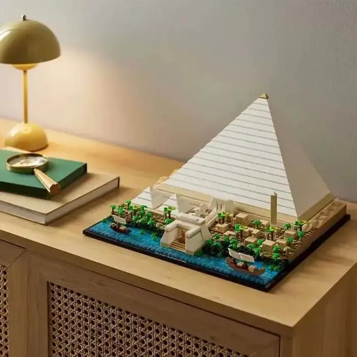 Ensemble de blocs de construction d'architecture pyramidale égyptienne de 1476 pièces, modèle de monument de l'Egypte ancienne, cadeau de présentation pour adultes et amis