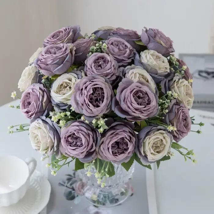 Fleurs artificielles pivoine maison chambre Table bonsaï décoration extérieure cour jardin Bouquet couronnes accessoires de fond de mariage