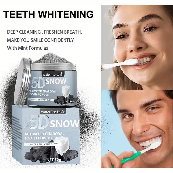 Poudre blanchissante pour les dents au charbon de bambou - Blanchiment naturel et nettoyage en profondeur pour hommes