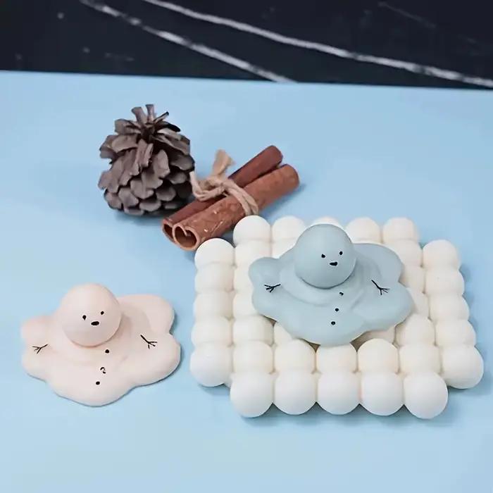 Moules en silicone pour bougies, savons, gâteaux, glaces et pâtisseries, motifs bonhomme de neige fondant, pour Noël et DIY