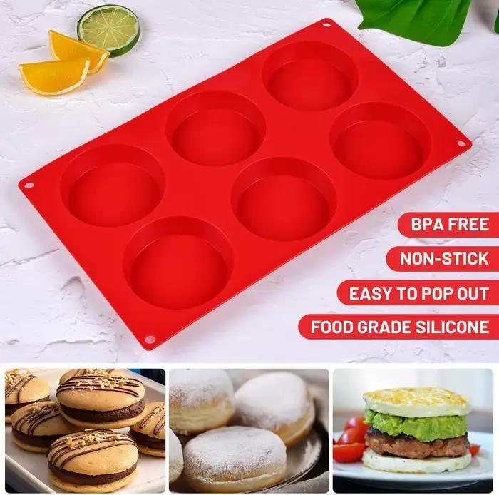Poêle à muffins, moules à œufs en silicone pour sandwichs de petit déjeuner, poêle à œufs ronde en silicone de 3 pouces pour la cuisson des muffins anglais, Whoopie Pi