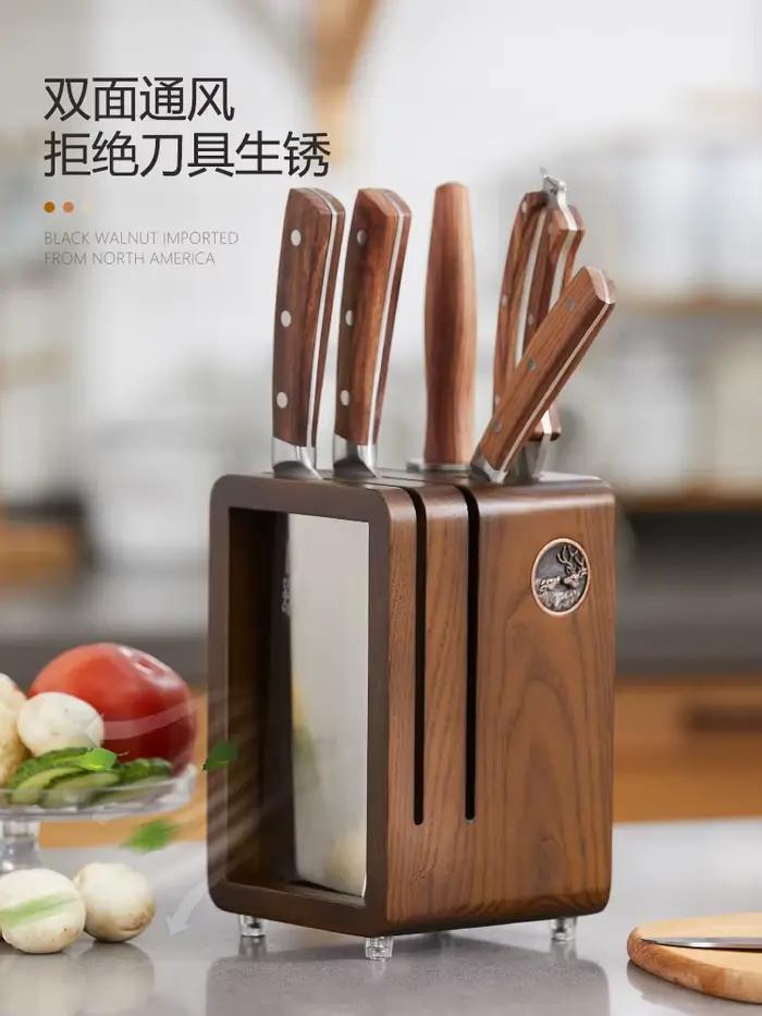 Support de rangement pour couteaux en bois massif, comptoir de cuisine, base de couteau domestique, ventilation, anti-moisissure, étui à couteaux de drainage