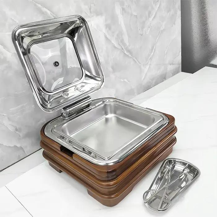 Base de siège carrée en bois en acier inoxydable