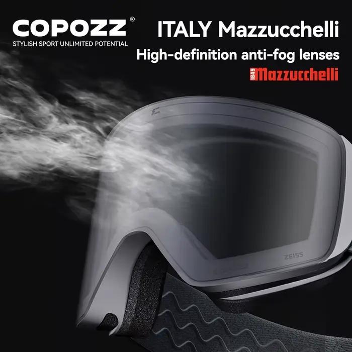 COPOZZ X-edge Lunettes de ski magnétiques pour hommes et femmes avec lentille Zeiss, lunettes de ski anti-buée pour adultes, protection UV400, lunettes de snowboard
