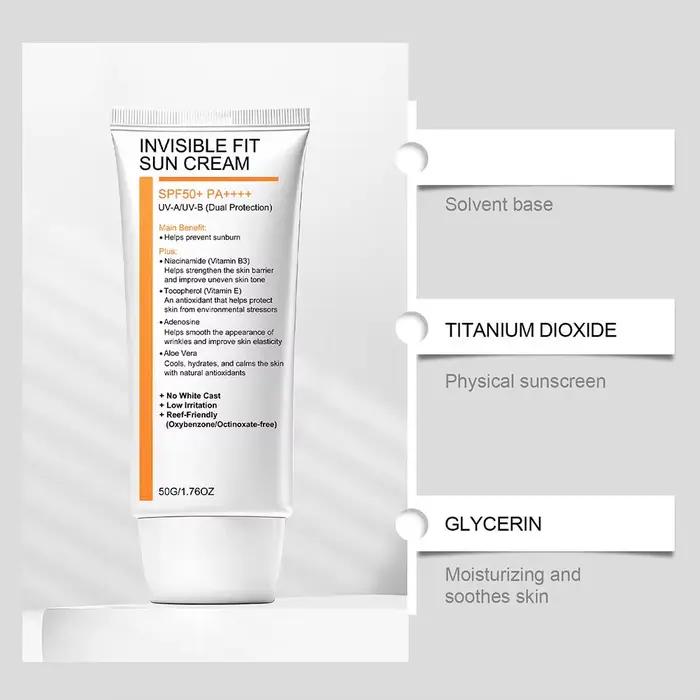 Crème solaire hydratante à la niacinamide, crème solaire bloquant les rayons UV, soulage la peau, légère, invisible, protection estivale, 50g, soins de la peau