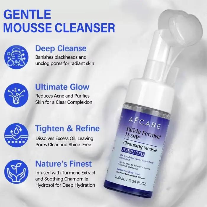 AFCARE Mousse Nettoyante Quotidienne - Nettoyage en Profondeur Doux pour Peaux Sensibles avec Bifida Ferment Lysate