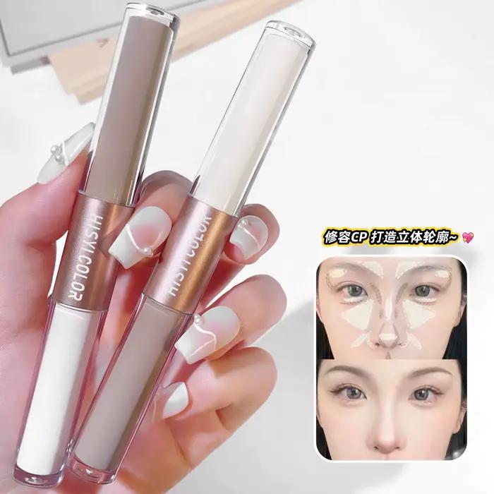 Surligneur Double Tête HISYI Bronzer et Surligneur Crémeux Pour Illuminer et Définir le Teint Occasions Spéciales Élégance Naturelle