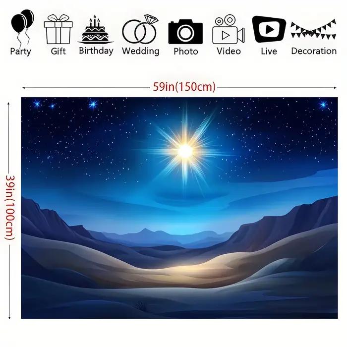 Le fond de scène de Noël de nuit étoilée est très adapté aux Noël, aux célébrations de pendaison de crémaillère, aux anniversaires, etc.