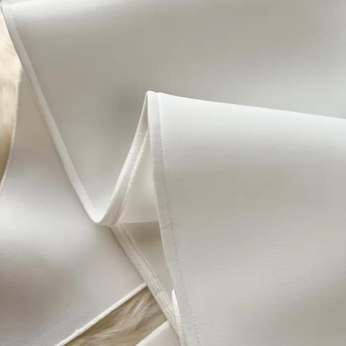 Robe de mariée blanche évidée pour femme, dos nu, décoration de nœud, robes courtes, taille cintrée, bulle, manches longues, automne