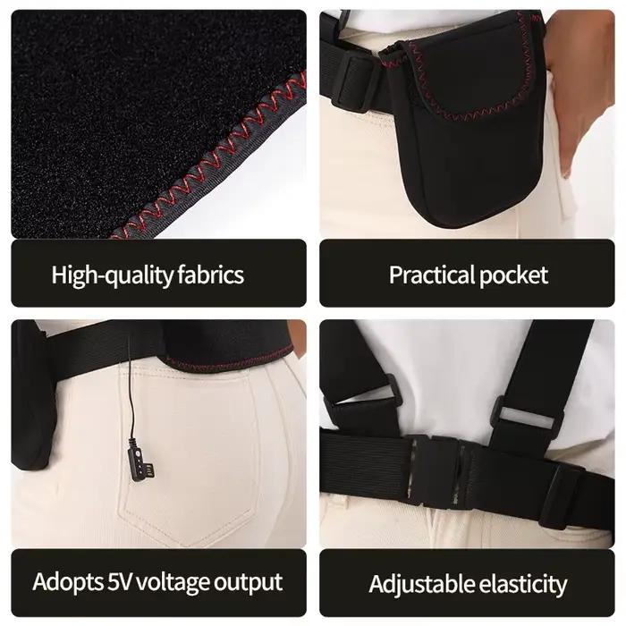 Gilet chauffant électrique enveloppant pour le dos – Chaleur intégrale pour l'hiver – Soulagement des douleurs dorsales – Maintien au chaud – Attelle dorsale