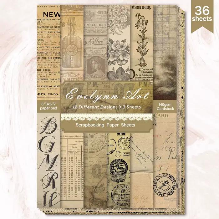 36 feuilles A5 (jour journal anglais nostalgique) papier fin à découper pour journal intime, magazine indésirable, fond de carte de vœux