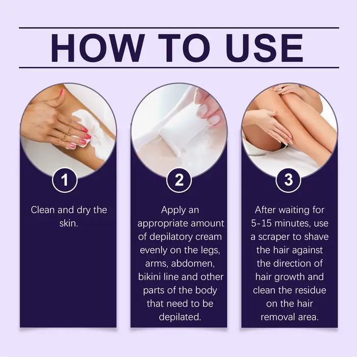 Crème dépilatoire douce pour le corps aux ingrédients délicats, hydratante et nourrissante, lisse la peau et élimine les poils en toute douceur.