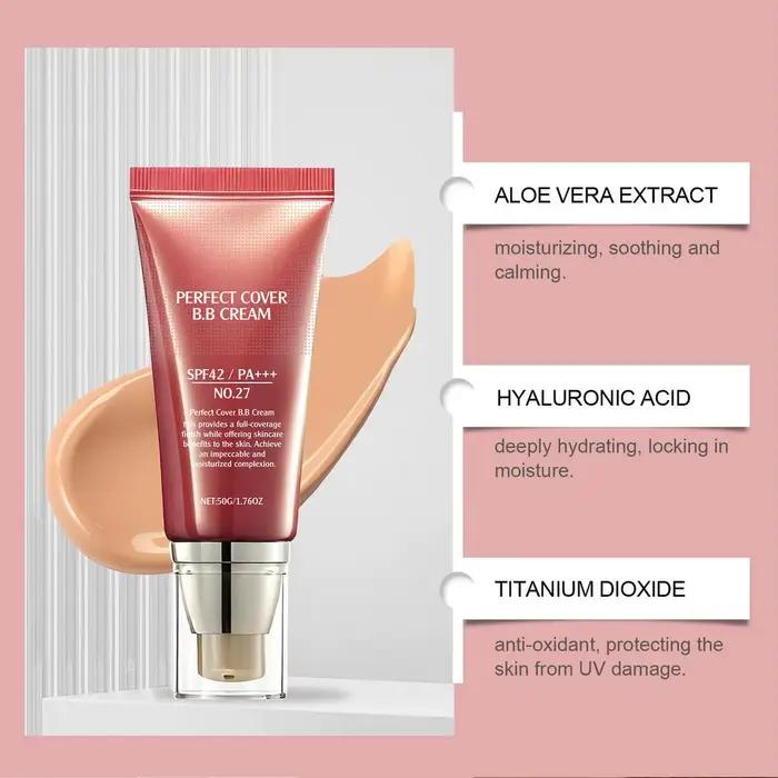 Crème BB Éclaircissante Couleur Naturelle 50g Fond de Teint Couvrant Adoucissant Unifiant