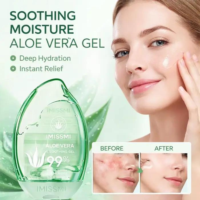 Gel apaisant et hydratant à 99 % d'aloe vera pour soulager les coups de soleil, crème nourrissante hydratante pour le visage et le corps, soin de la peau