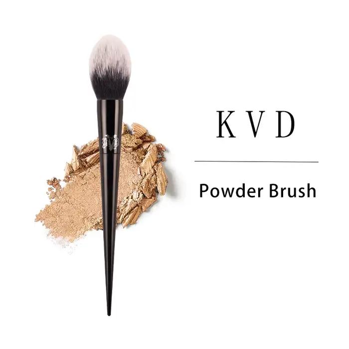 Kat Von D-pinceau de maquillage 20 pinceau à poudre cheveux en fibres douces élégant manche noir pinceaux