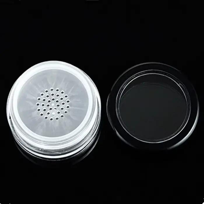 10 pièces/lot 10g bouchon transparent noir poudre libre compacte avec la grille et le couvercle PP pot