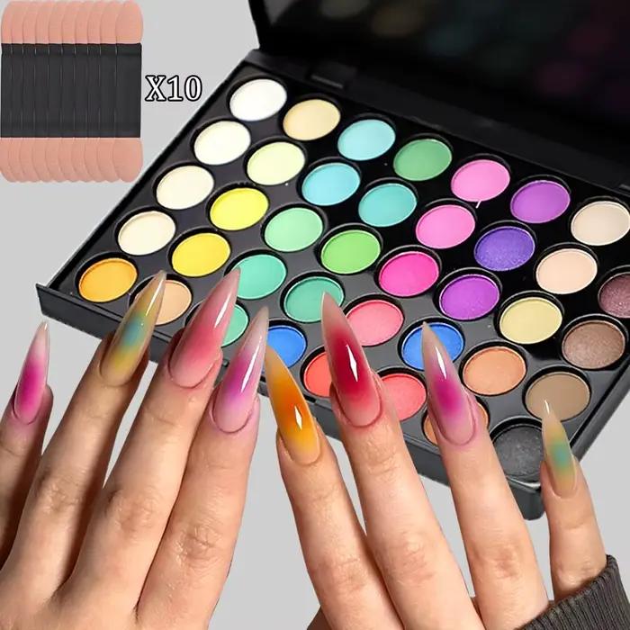 Palette de poudre à ongles mate à 40 grilles avec pinceau