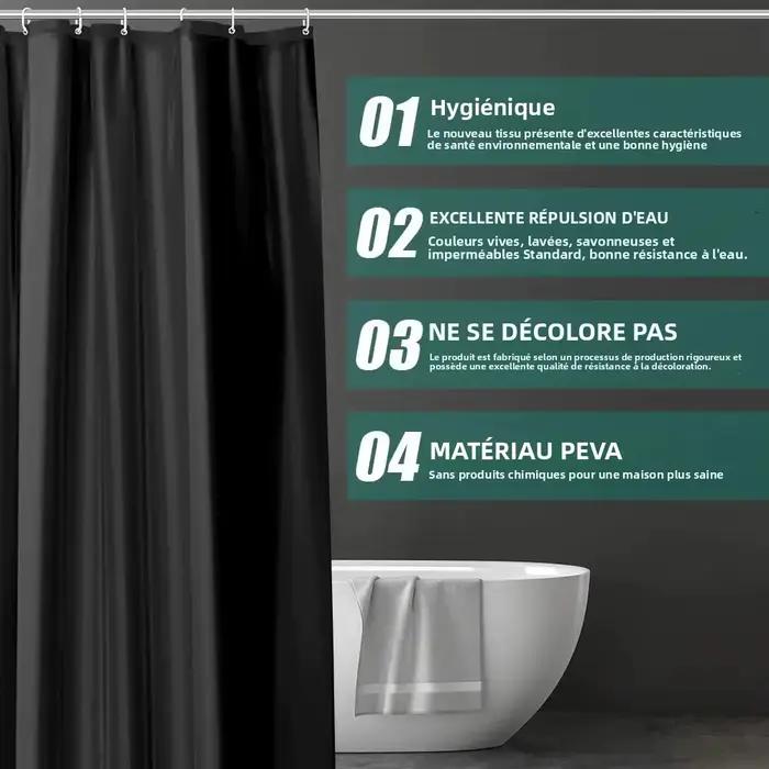 Rideau de douche imperméable pour baignoire 180x180cm Rideau de salle de bain avec aimants Rideau de douche en plastique résistant à la moisissure