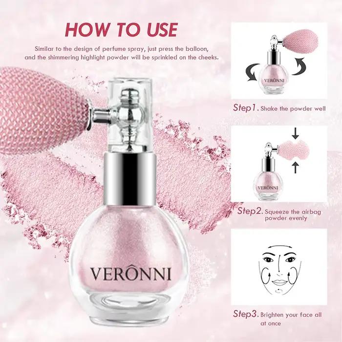 Spray de maquillage en poudre pour surligneur corporel à paillettes