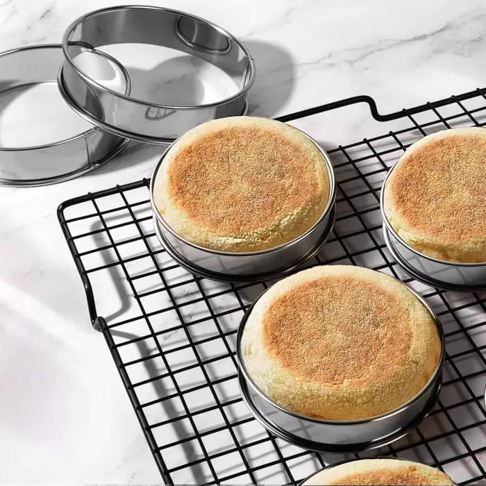 Anneaux à muffins ronds en acier inoxydable, 12 pièces, anneaux à tarte doubles roulés, moules métalliques pour la fabrication de muffins à crumpets