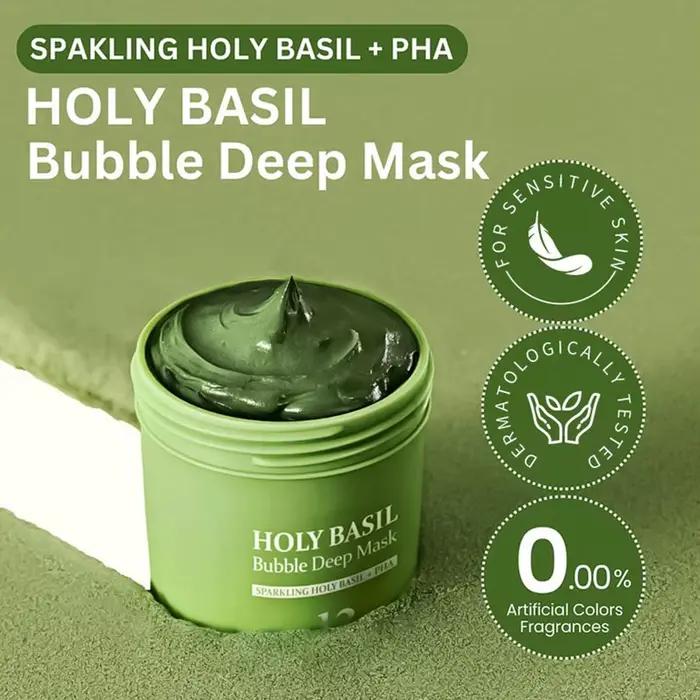 Masque profond à bulles de basilic sacré