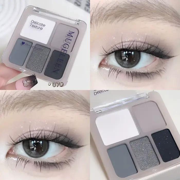 Palette de fards à paupières punk smokey 5 couleurs argenté noir mat scintillant nu pour femmes occasions spéciales halloween cosmétiques résistants à l'eau