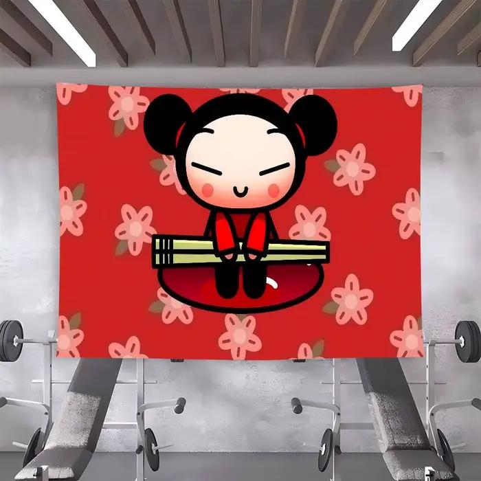 Toile de fond de décoration pour bannière, toile de fond de photographie de fête, série d'animation populaire P-Pucca