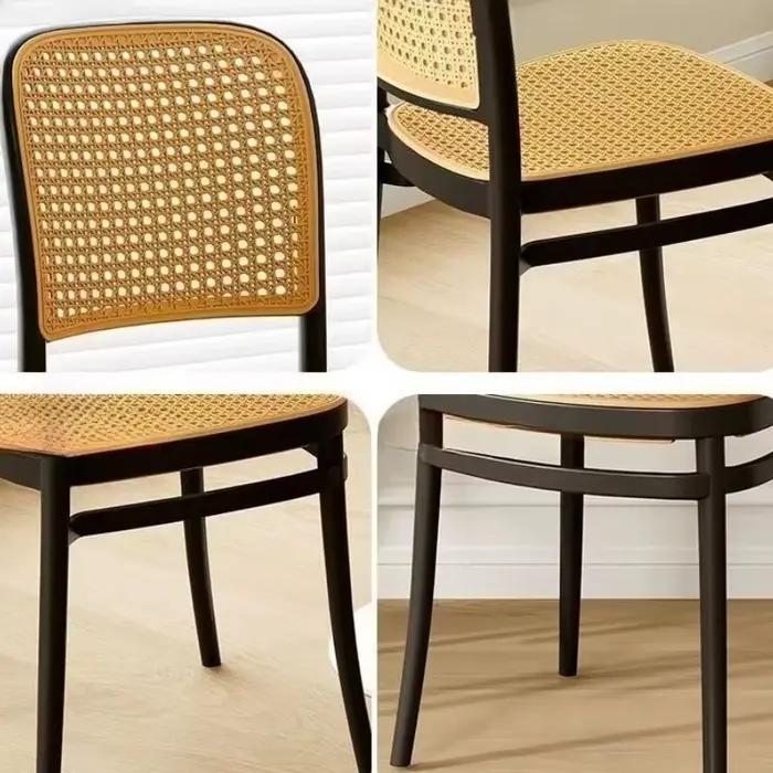 Chaise de salle à manger nordique en rotin, chaise à dossier de maquillage, pour l'extérieur, la maison, empilable, respirante, meubles de salle à manger, Design creux