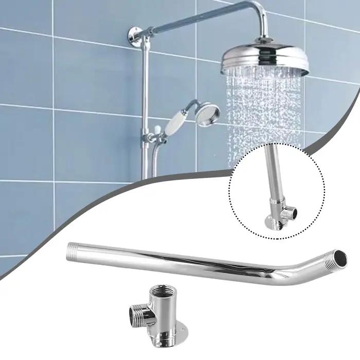 Bras de douche tuyau inférieur pomme de douche murale bras d'extension Joint buse de douche accessoires en acier inoxydable Base fixe de douche