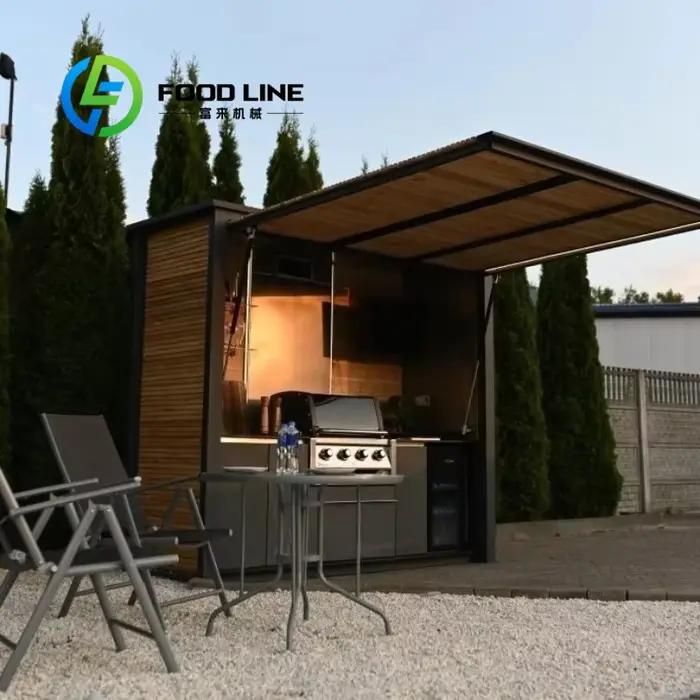 Cuisine extérieure pour barbecue avec abri et plan de travail spacieux pour une préparation facile des aliments